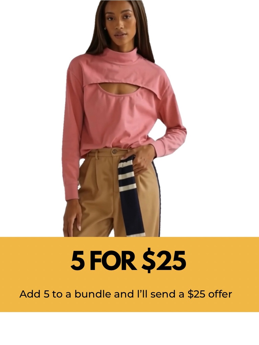 Pink Cutout Mock Neck Women's Sweatshirt